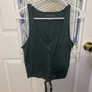 S American Eagle Green Tie Front Shirt